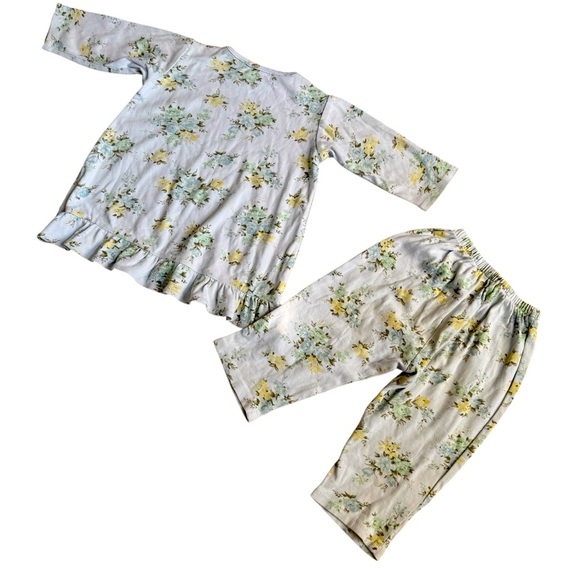 VTG Milk and Honey Blue Floral Set 2PC long Sleeve Top Pants 4T - Picture 6 of 6